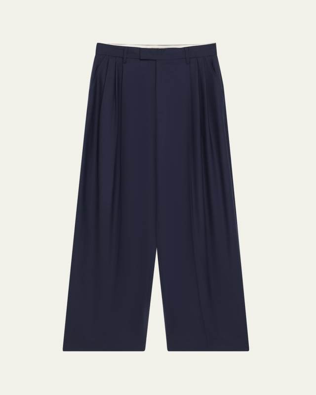3-Pleat Wool Trousers